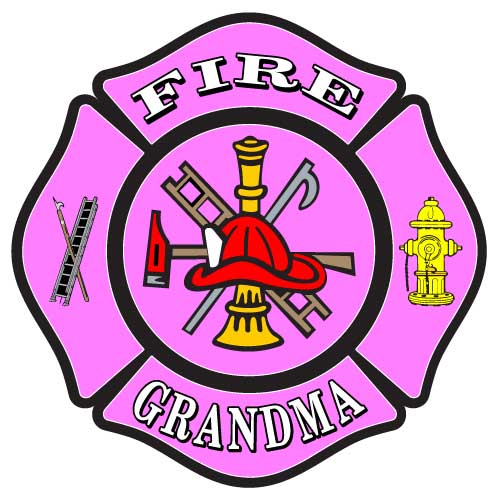 Pink Maltese Cross design with fire grandma text