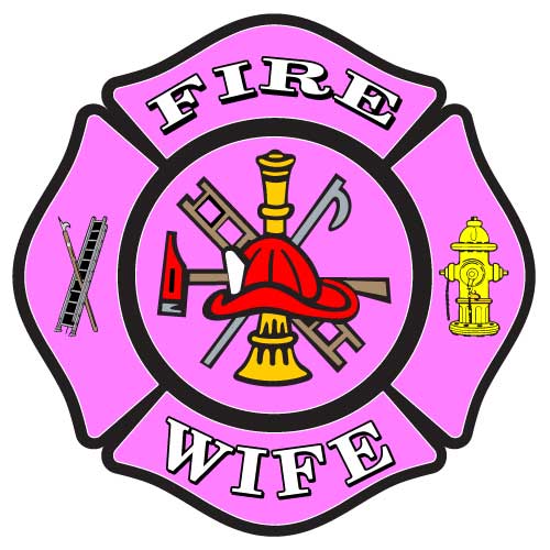 Pink Maltese Cross design with fire wife text